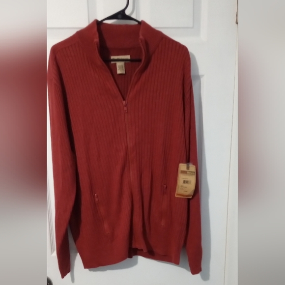 Ruff Hewn Men's Zip-Up Sweater in Rich Orange - Picture 1 of 5